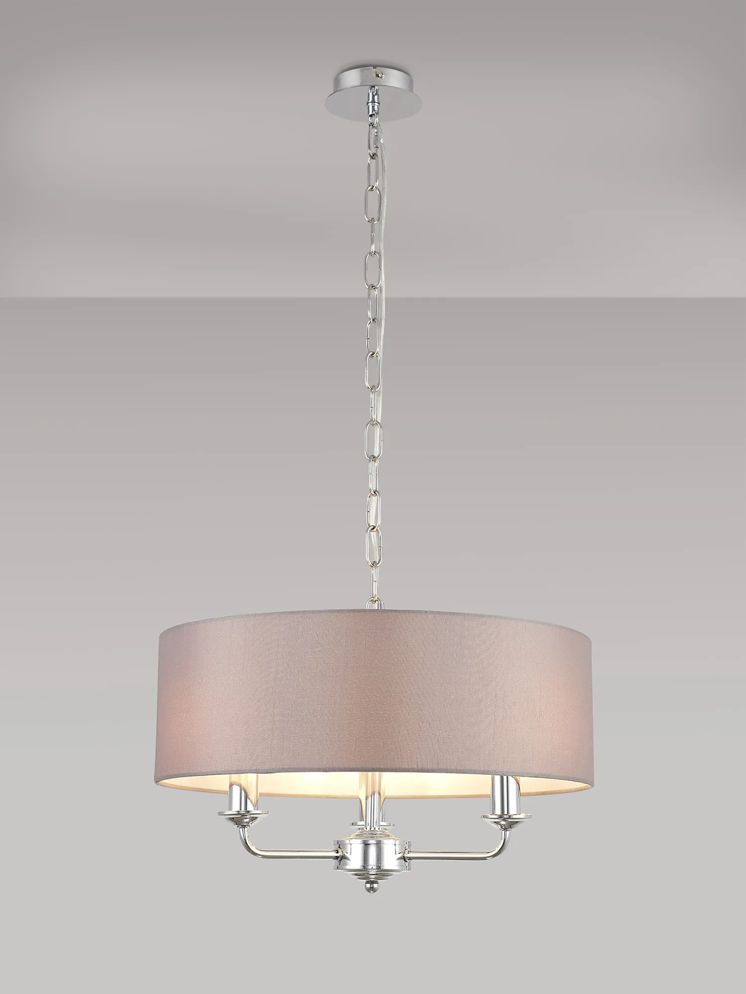 Banyan 45cm 3 Light Pendant Polished Chrome, Grey DK0004  Deco Banyan CH GR